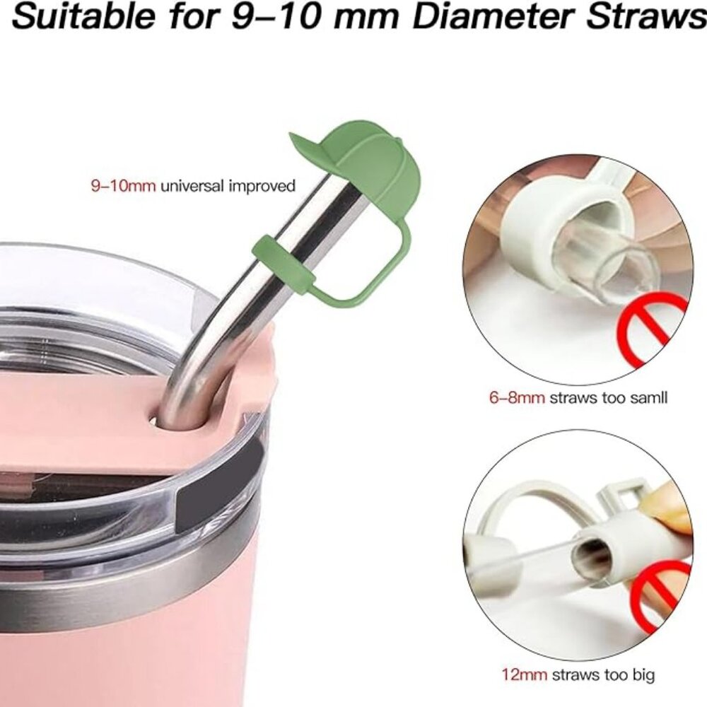 Silicone Covers Cap Compatible With Stanley Cup 0.4in/9-10mm Reusable Straw